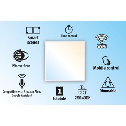 LED Zatemnitvena vgradna plošča LIBRA LED/40W/230V 2900-6000K Wi-Fi Tuya