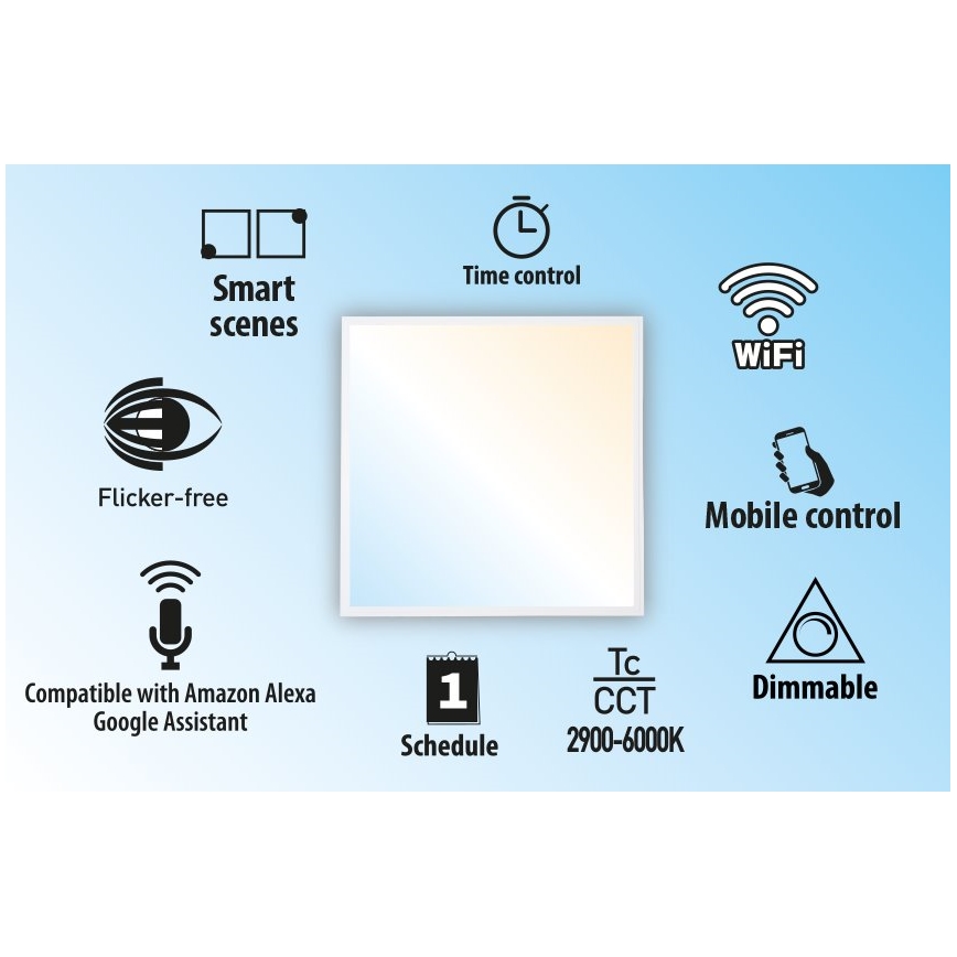 LED Zatemnitvena vgradna plošča LIBRA LED/40W/230V 2900-6000K Wi-Fi Tuya