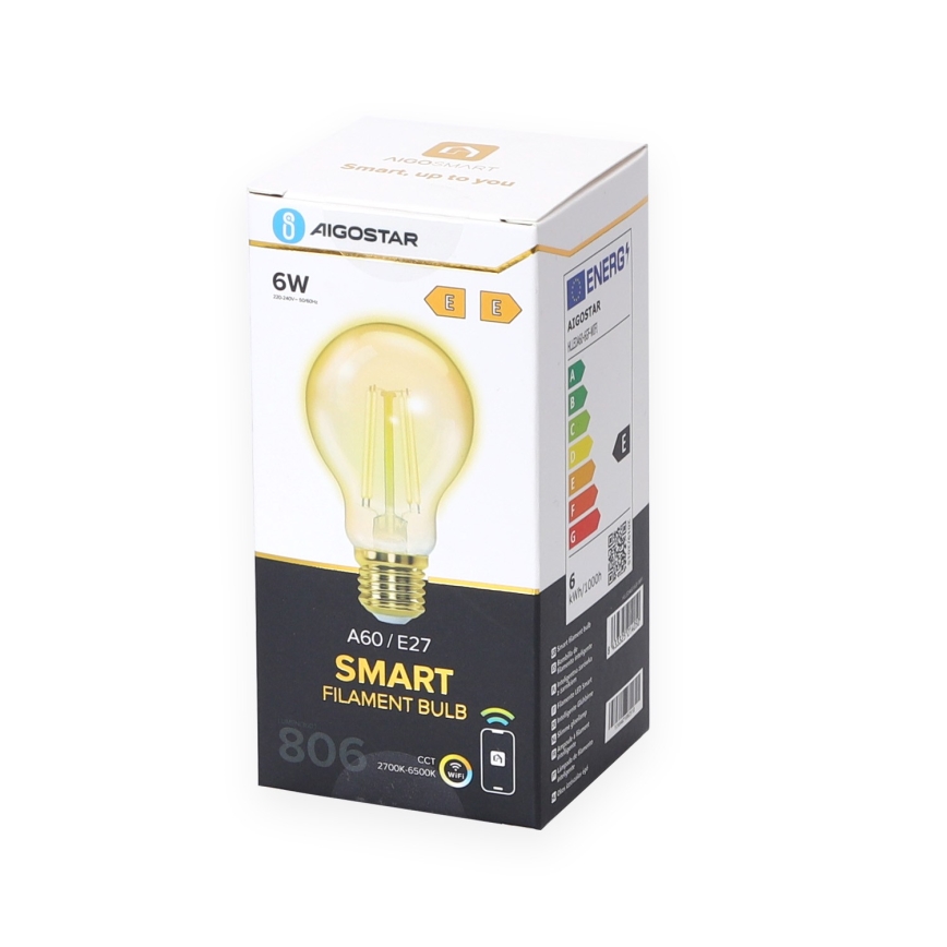 LED Zatemnitvena žarnica A60 E27/6W/230V 2700-6500K Wi-Fi - Aigostar