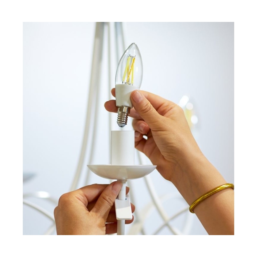 LED Zatemnitvena žarnica FILAMENT C35 E14/4,9W/230V 2700-6500K CRI 90 Wi-Fi - WiZ