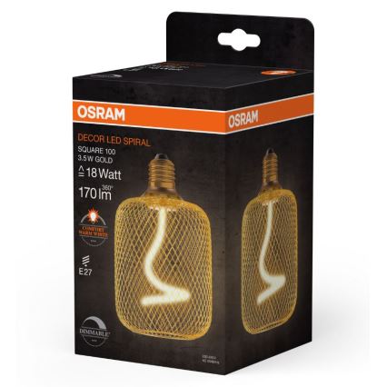 LED Zatemnitvena žarnica DECOR FILAMENT E27/3,5W/230V 1800K zlata - Osram