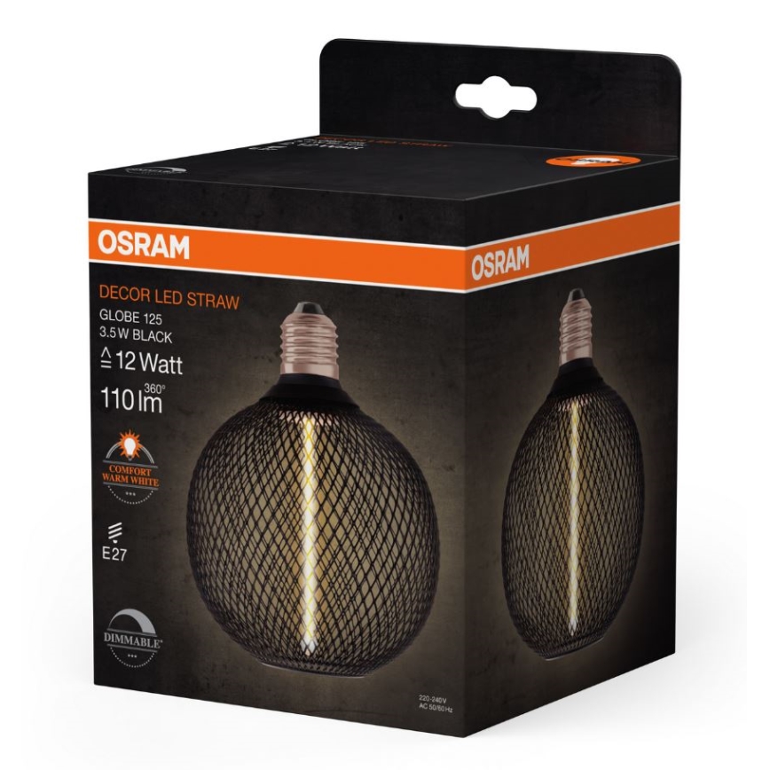 LED Zatemnitvena žarnica DECOR  FILAMENT G125 E27/3,5W/230V 1800K črna - Osram