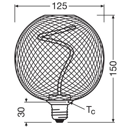 LED Zatemnitvena žarnica DECOR FILAMENT G125 E27/3,5W/230V 1800K črna - Osram