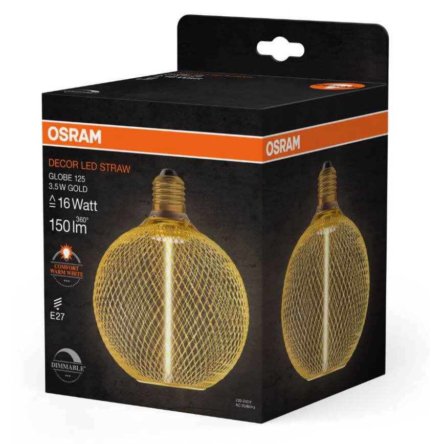 LED Zatemnitvena žarnica DECOR  FILAMENT G125 E27/3,5W/230V 1800K zlata - Osram