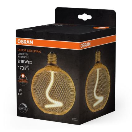 LED Zatemnitvena žarnica DECOR FILAMENT G125 E27/3,5W/230V 1800K zlata - Osram