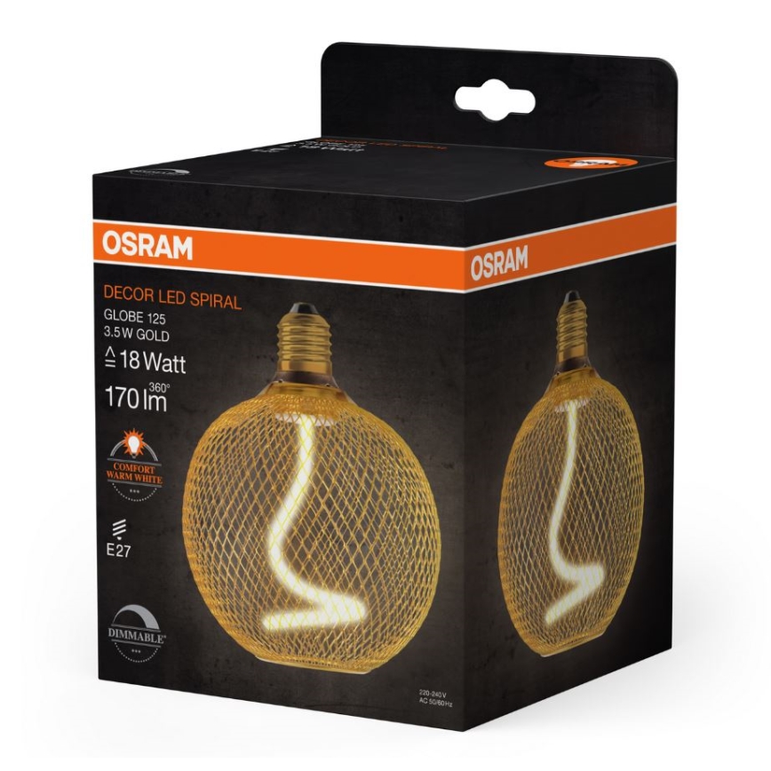 LED Zatemnitvena žarnica DECOR FILAMENT G125 E27/3,5W/230V 1800K zlata - Osram
