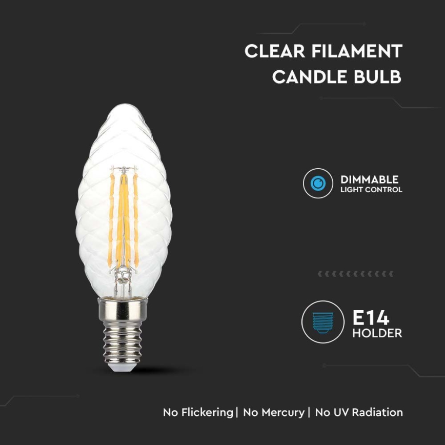 LED Zatemnitvena žarnica FILAMENT E14/4W/230V 3000K