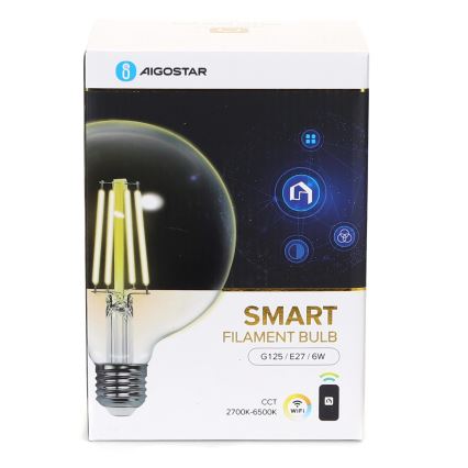 LED Zatemnitvena žarnica FILAMENT G125 E27/6W/230V 2700-6500K Wi-Fi - Aigostar