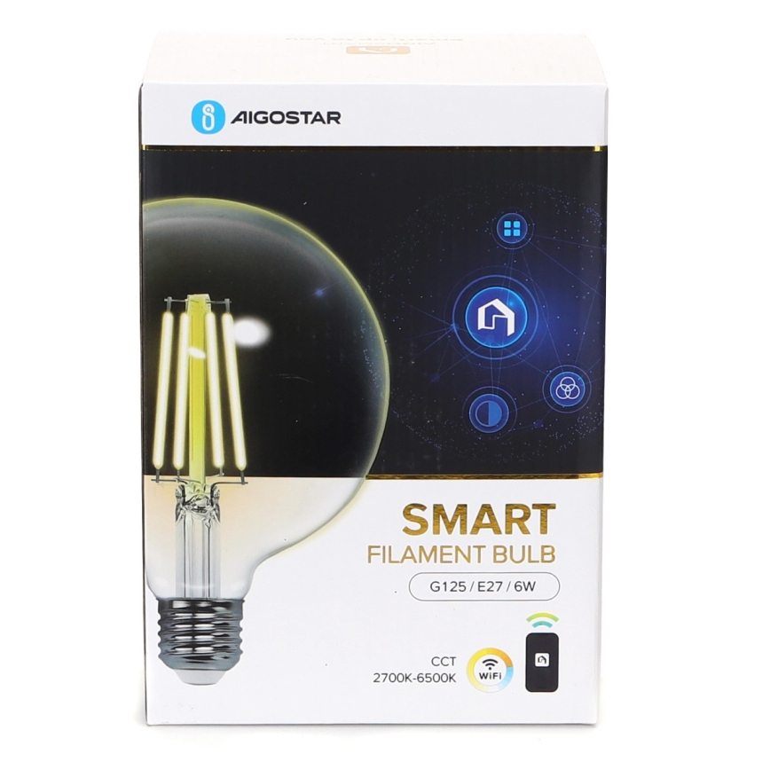 LED Zatemnitvena žarnica FILAMENT G125 E27/6W/230V 2700-6500K Wi-Fi - Aigostar
