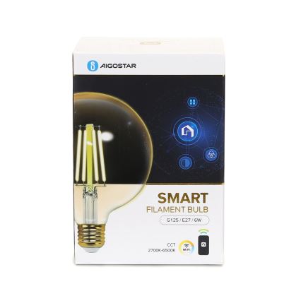 LED Zatemnitvena žarnica FILAMENT G125 E27/6W/230V 2700-6500K Wi-Fi - Aigostar