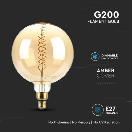 LED Zatemnitvena žarnica FILAMENT G200 E27/8W/230V 1800K