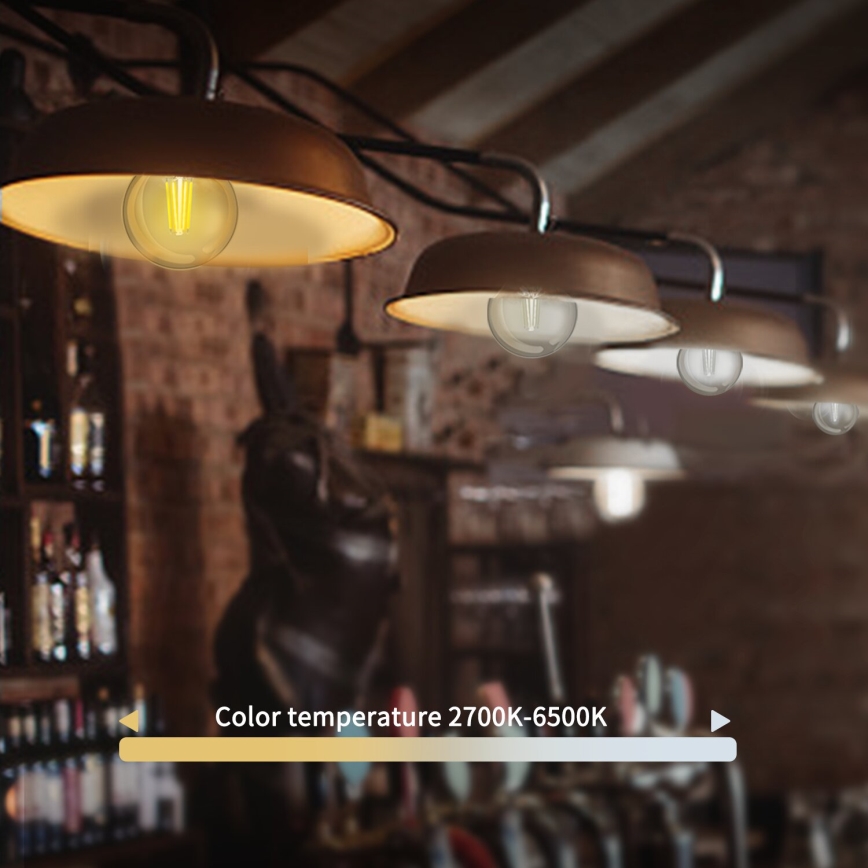 LED Zatemnitvena žarnica FILAMENT G45 E27/4,5W/230V 2700-6500K Wi-Fi - Aigostar