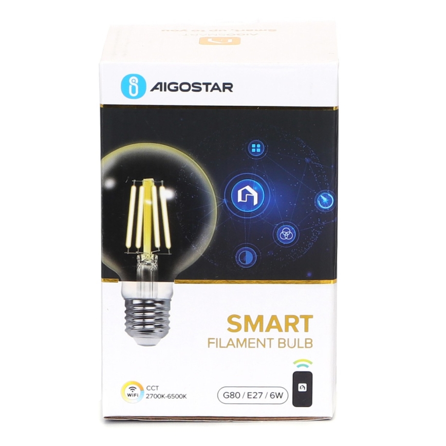 LED Zatemnitvena žarnica FILAMENT G80 E27/6W/230V 2700-6500K Wi-Fi - Aigostar