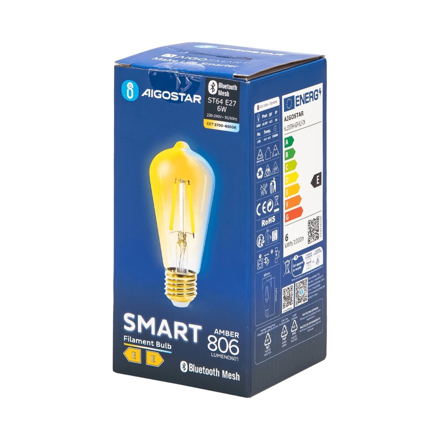 LED Zatemnitvena žarnica FILAMENT MESH Pametni ST64 E27/6W/230V 2700-6500K - Aigostar