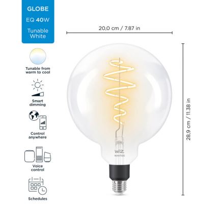 LED Zatemnitvena žarnica FILAMENT G200 E27/6,5W/230V 2700-6500K CRI 90 Wi-Fi - WiZ