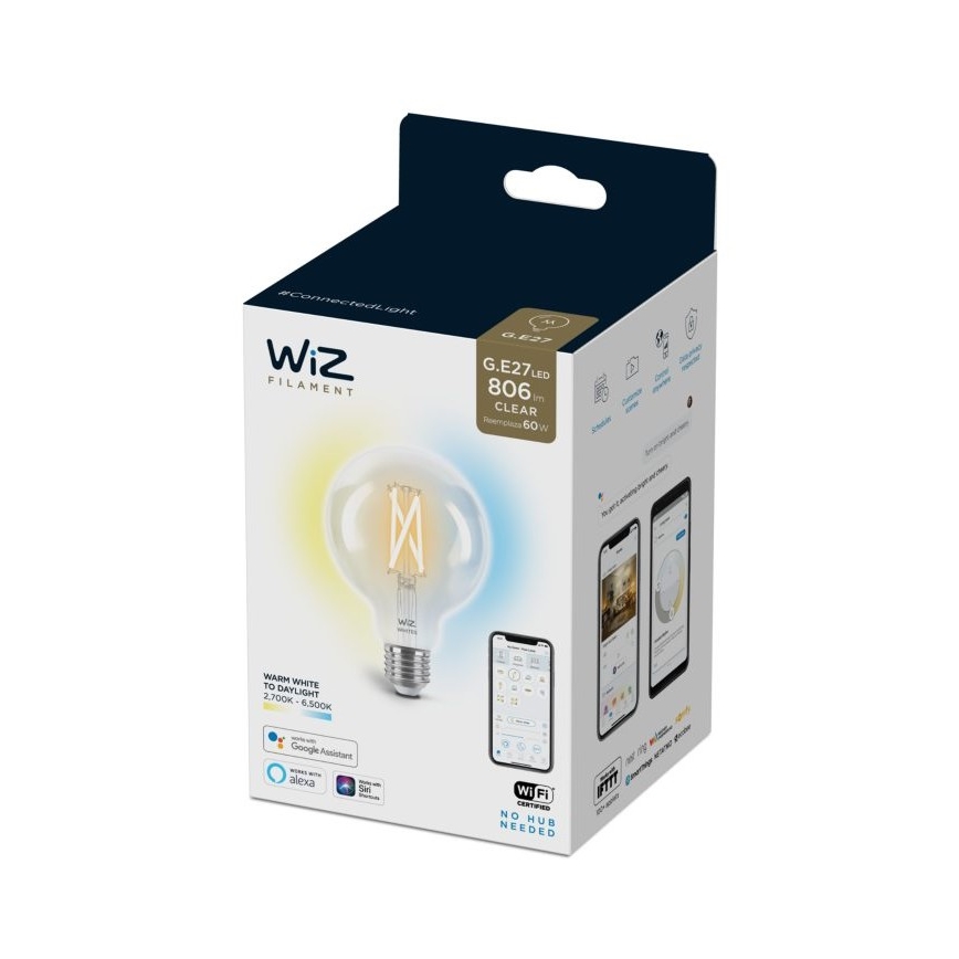 LED Zatemnitvena žarnica FILAMENT G95 E27/6,7W/230V 2700-6500K CRI 90 Wi-Fi - WiZ