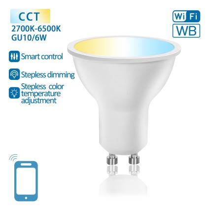 LED Zatemnitvena žarnica GU10/6W/230V 2700-6500K Wi-Fi - Aigostar