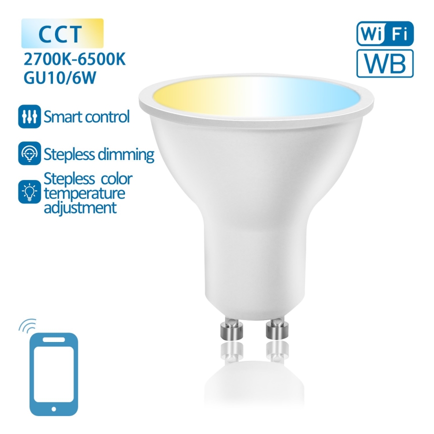 LED Zatemnitvena žarnica GU10/6W/230V 2700-6500K Wi-Fi - Aigostar