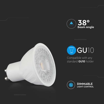 LED Zatemnitvena žarnica GU10/6W/230V 6500K 38°