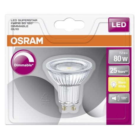 LED Zatemnitvena žarnica GU10/7,2W/230V 2700K - Osram