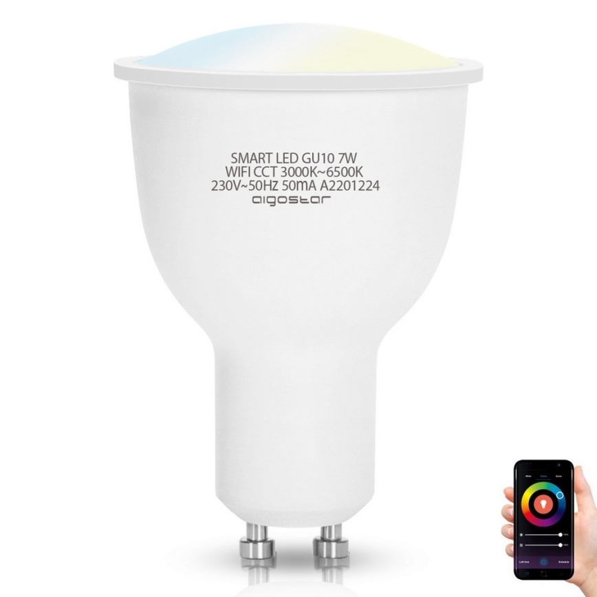 LED Zatemnitvena žarnica GU10/7W/230V 3000-6500K Wi-Fi - Aigostar