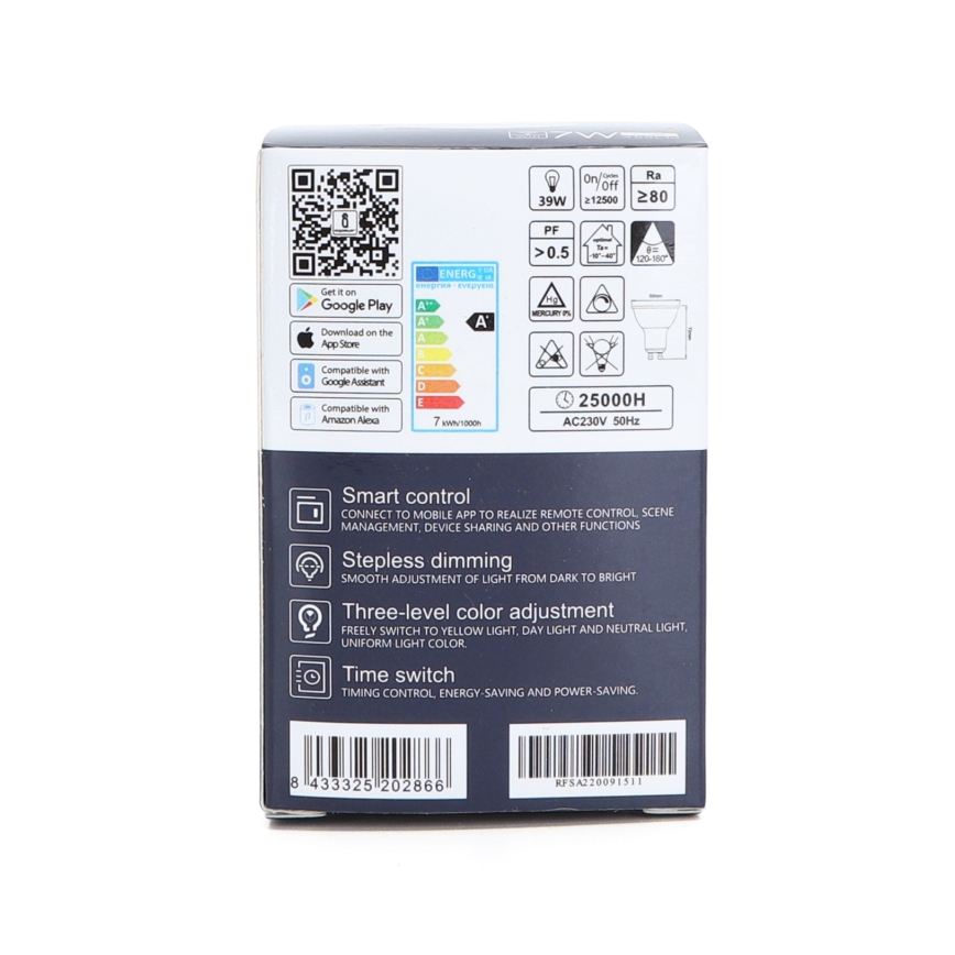 LED Zatemnitvena žarnica GU10/7W/230V 3000-6500K Wi-Fi - Aigostar