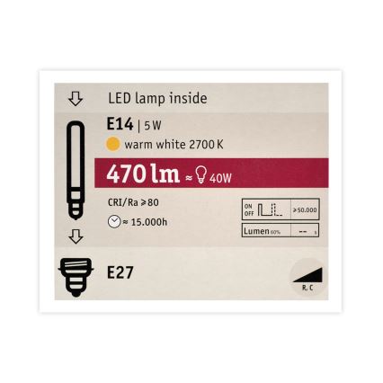 LED Zatemnitvena žarnica MOSAIC G125 E27/5W/230V 2700K - Paulmann 28747