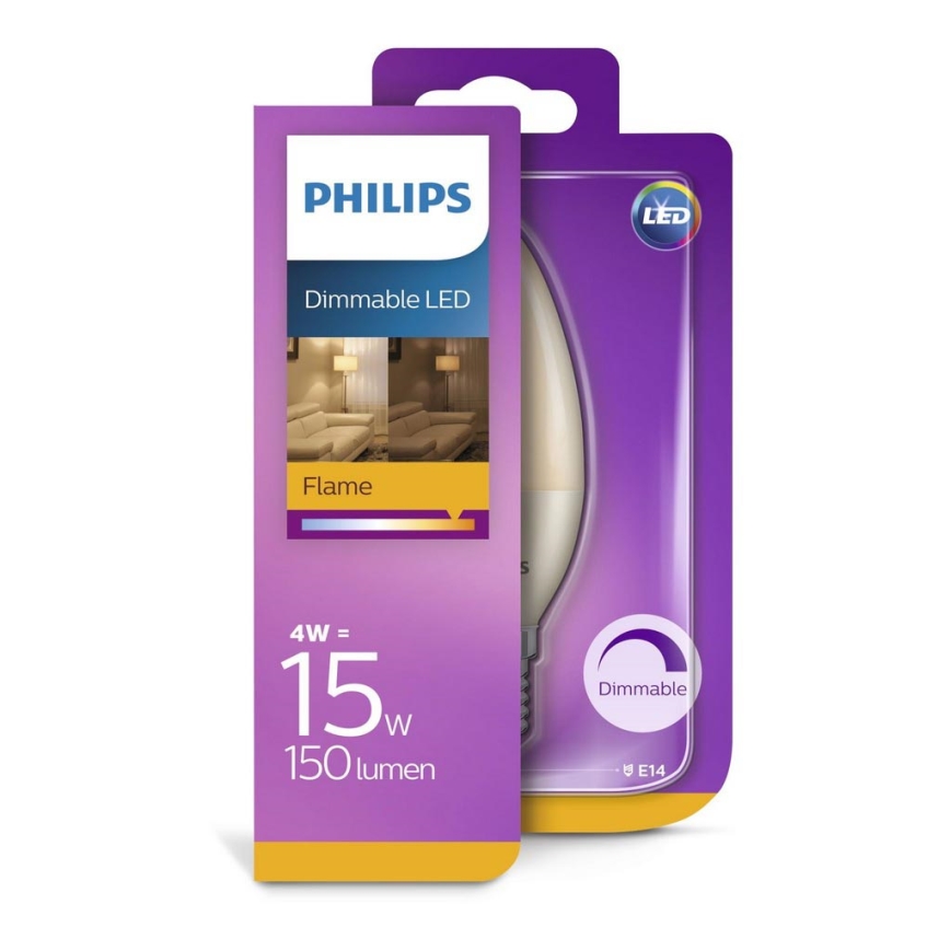 LED Zatemnitvena žarnica Philips B38 E14/4W/230V 1850K