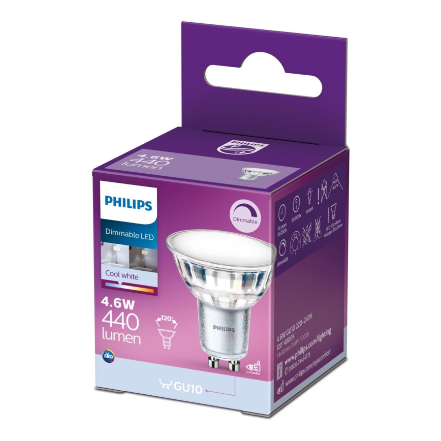 LED Zatemnitvena žarnica Philips GU10/4,6W/230V 4000K