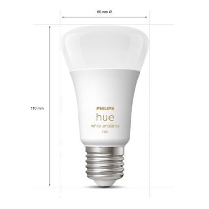 LED Zatemnitvena žarnica Philips Hue WHITE AMBIANCE E27/8W/230V 2200-6500K