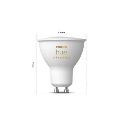 LED Zatemnitvena žarnica Philips Hue WHITE AMBIANCE GU10/4,2W/230V 2200-6500K