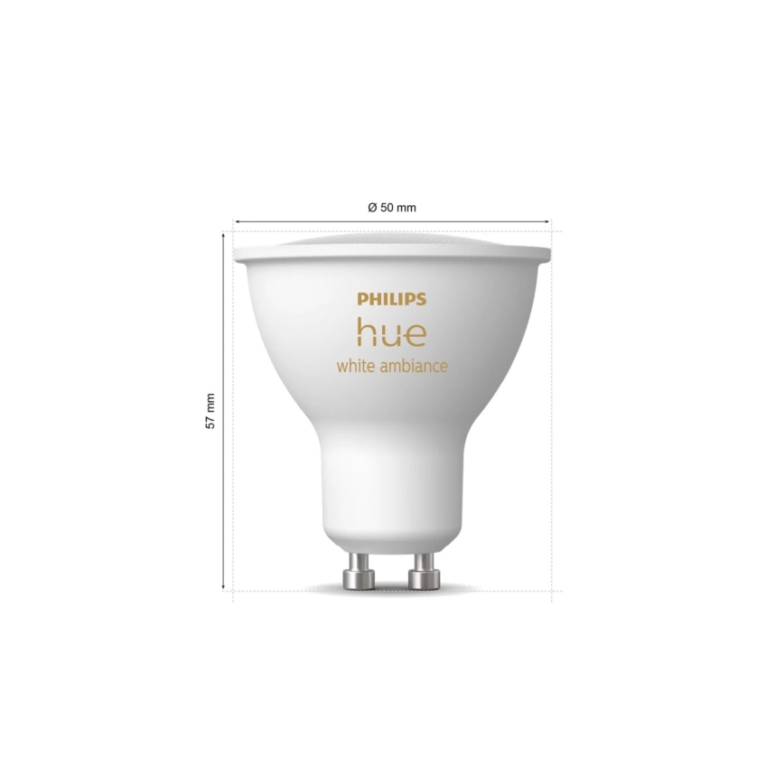 LED Zatemnitvena žarnica Philips Hue WHITE AMBIANCE GU10/4,2W/230V 2200-6500K