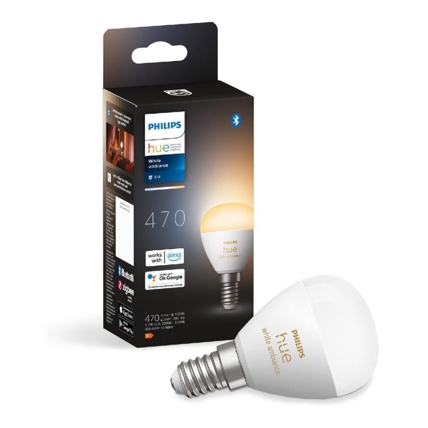 LED Zatemnitvena žarnica Philips Hue WHITE AMBIANCE P45 E14/5,1W/230V 2200-6500K