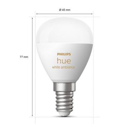 LED Zatemnitvena žarnica Philips Hue WHITE AMBIANCE P45 E14/5,1W/230V 2200-6500K