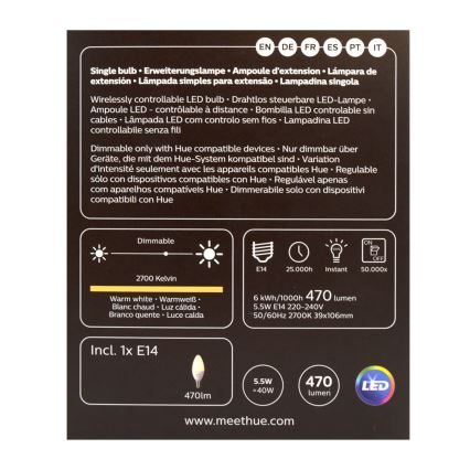 LED Zatemnitvena žarnica Philips Hue WHITE E14/5,5W/230V 2700K