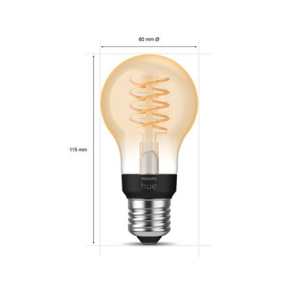 LED Zatemnitvena žarnica Philips Hue WHITE FILAMENT A60 E27/7W/230V 2100K