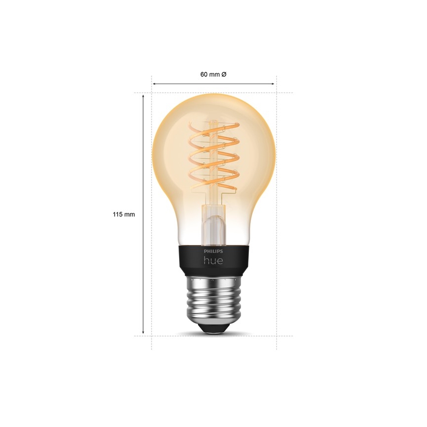 LED Zatemnitvena žarnica Philips Hue WHITE FILAMENT A60 E27/7W/230V 2100K