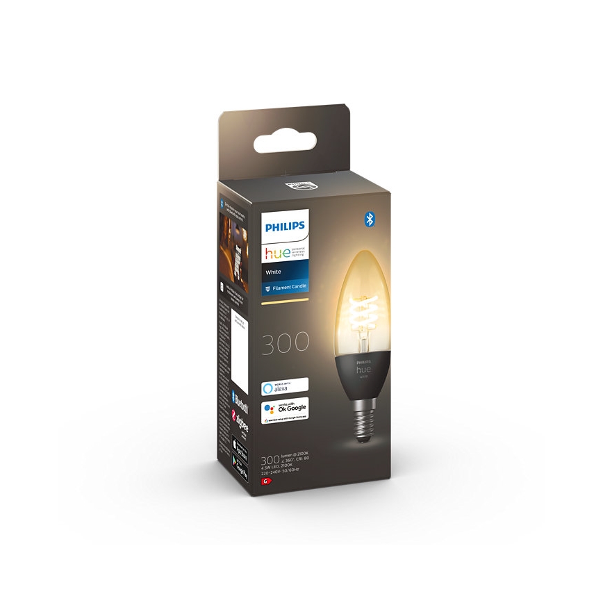 LED Zatemnitvena žarnica Philips Hue WHITE FILAMENT E14/4,5W/230V 2100K