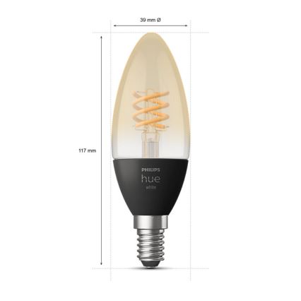 LED Zatemnitvena žarnica Philips Hue WHITE FILAMENT E14/4,5W/230V 2100K