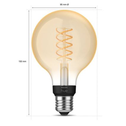 LED Zatemnitvena žarnica Philips Hue WHITE FILAMENT G93 E27/7,2W/230V 2100K