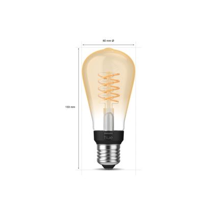 LED Zatemnitvena žarnica Philips Hue WHITE FILAMENT ST64 E27/7W/230V 2100K