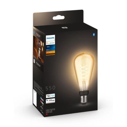 LED Zatemnitvena žarnica Philips Hue WHITE FILAMENT ST72 E27/7W/230V 2100K