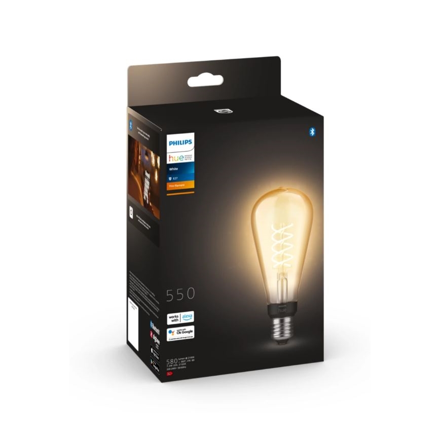LED Zatemnitvena žarnica Philips Hue WHITE FILAMENT ST72 E27/7W/230V 2100K