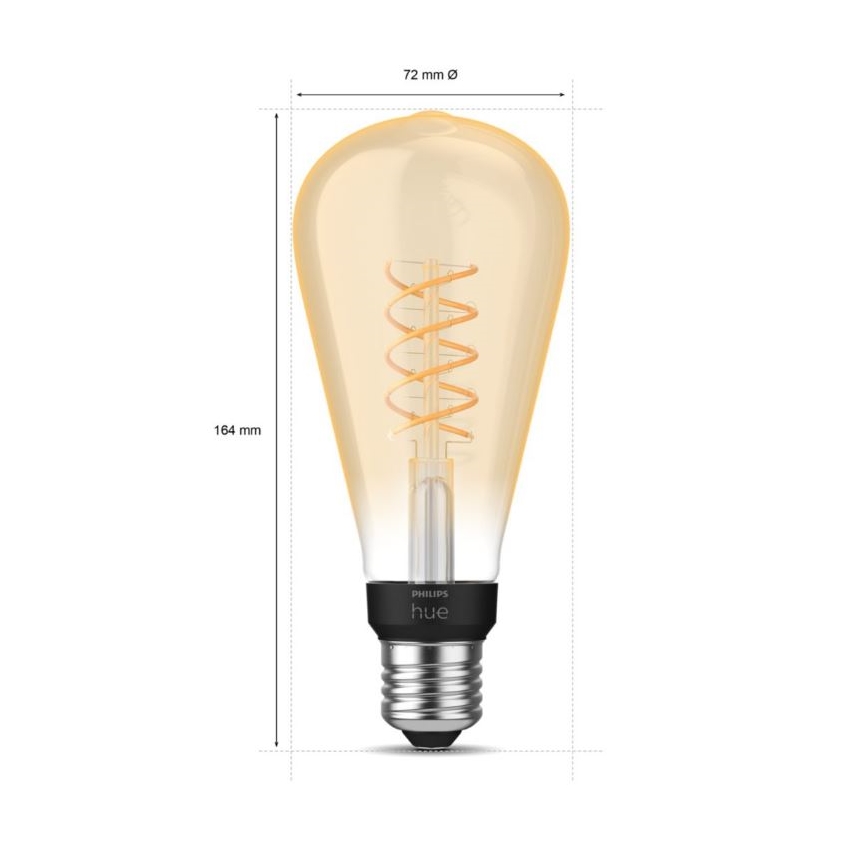 LED Zatemnitvena žarnica Philips Hue WHITE FILAMENT ST72 E27/7W/230V 2100K