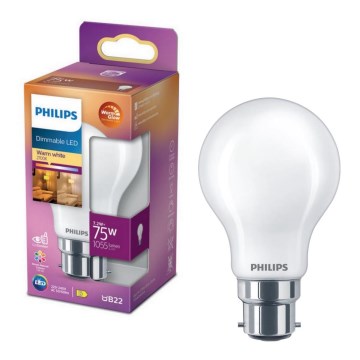 LED Zatemnitvena žarnica Philips Warm Glow A60 B22/7,2W/230V 2200-2700K CRI 90