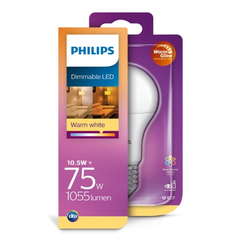 LED Zatemnitvena žarnica Philips Warm Glow  A60 E27/10,5/230V 2200K-2700K