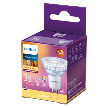 LED Zatemnitvena žarnica Philips Warm Glow GU10/2,6W/230V 2200-2700K CRI 90