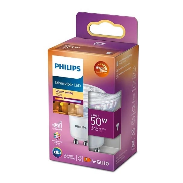 LED Zatemnitvena žarnica Philips Warm Glow PAR16 GU10/3,8W/230V 2200-2700K CRI 90