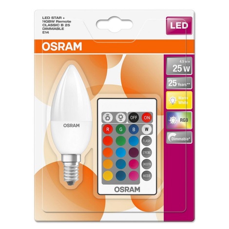 LED Zatemnitvena žarnica RGB STAR E14/4,5W/230V 2700K – Osram