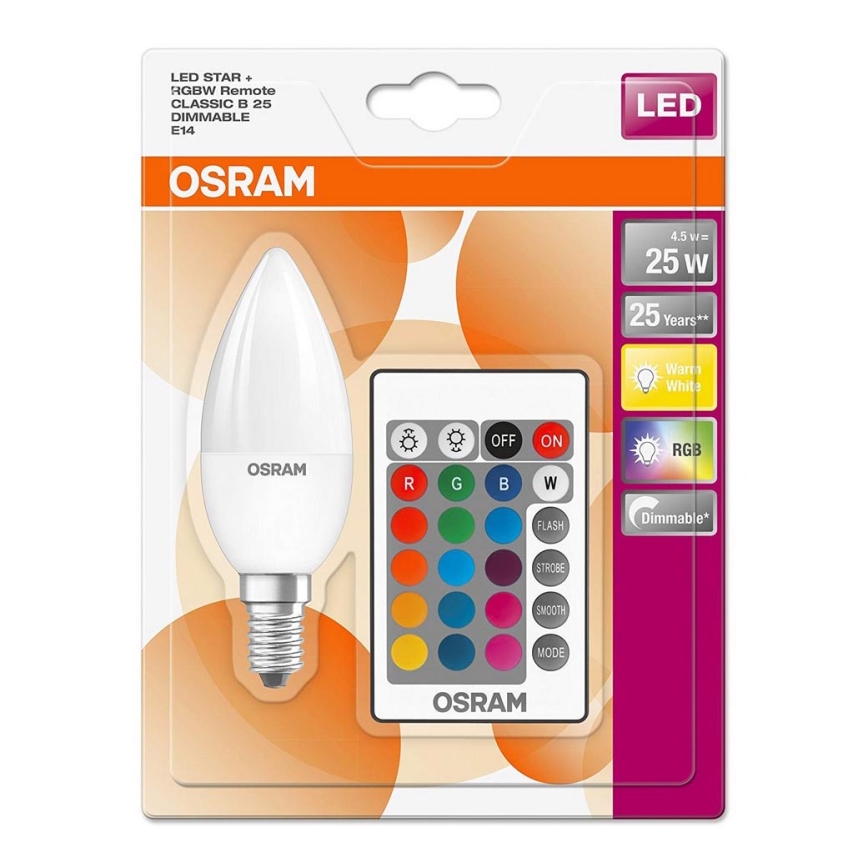 LED Zatemnitvena žarnica RGB STAR E14/4,5W/230V 2700K – Osram